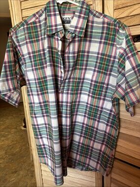 Key Elements Men’s Multicolor Plaid Short-Sleeve Button-Down Shirt Large